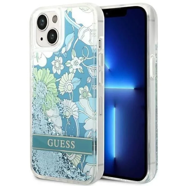 Guess iPhone 14 Skal Flower Liquid Glitter