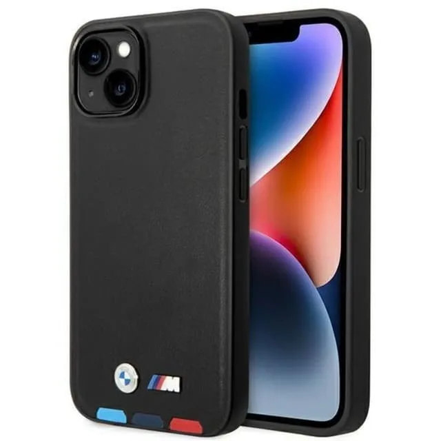BMW iPhone 14 Plus Skal Läder Stamp Tricolor