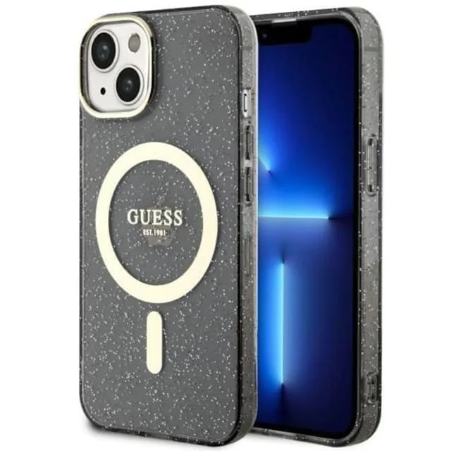 Guess Mobilskal till iPhone 14 MagSafe Glitter Guld