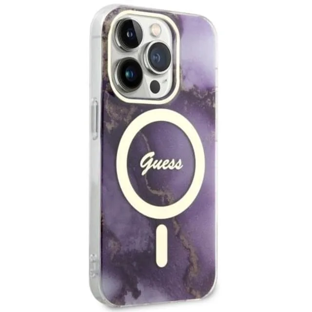 Guess Mobilskal till iPhone 14 Pro MagSafe Guld Marble
