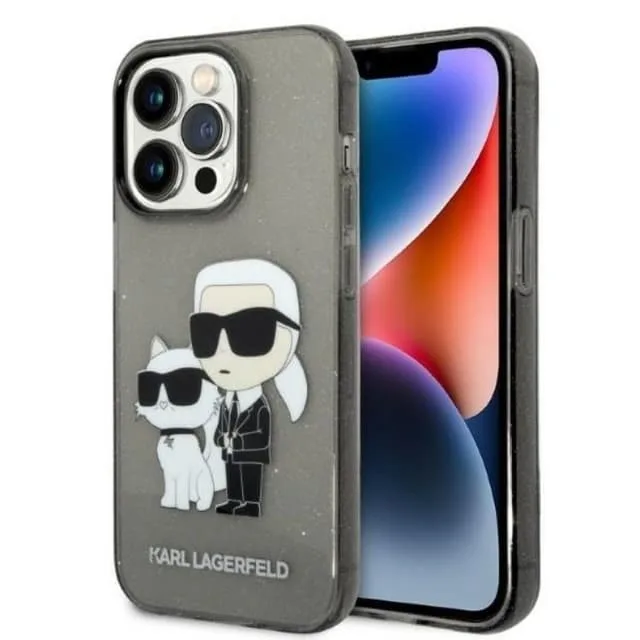 Karl Lagerfeld iPhone 14 Pro Skal IML GLIT NFT Karl & Choupette