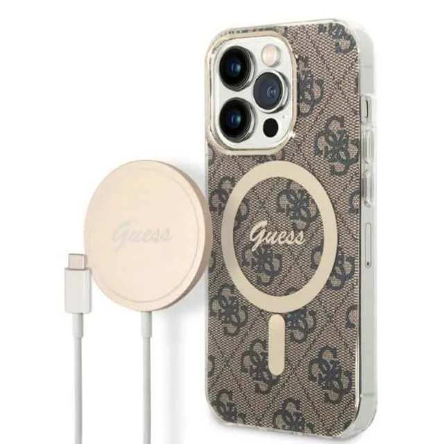 Guess iPhone 14 Pro Magsafe Skal Print + Trådlös Laddare