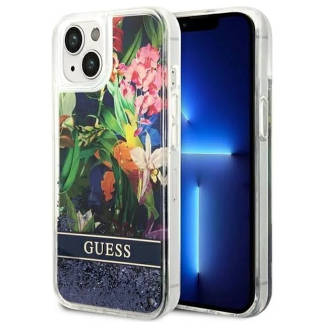Guess iPhone 14 Plus Skal Flower Liquid Glitter