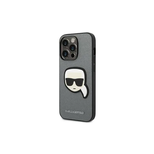 Karl Lagerfeld iPhone 14 Pro Fodral Saffiano Silver