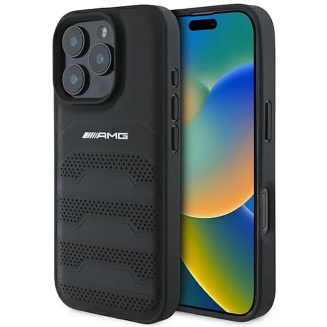 Mercedes Mobilskal till iPhone 16 Pro Max AMG Läder Debossed Lines