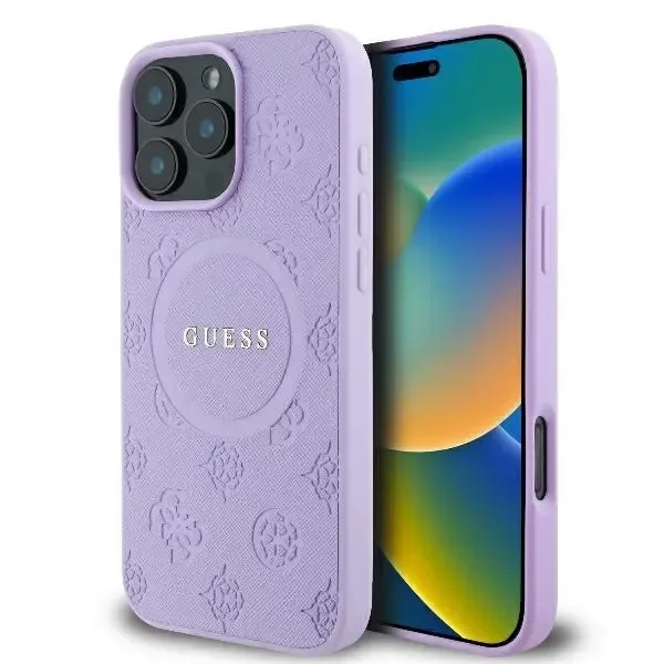 Guess iPhone 16 Pro Max Mobilskal Magsafe Saffiano Peony Logo