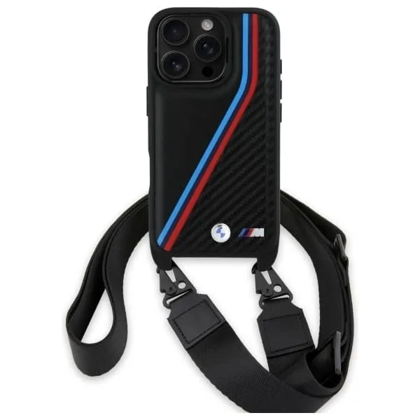 BMW Mobilskal till iPhone 16 Pro Max Carbon Tricolor & Strap