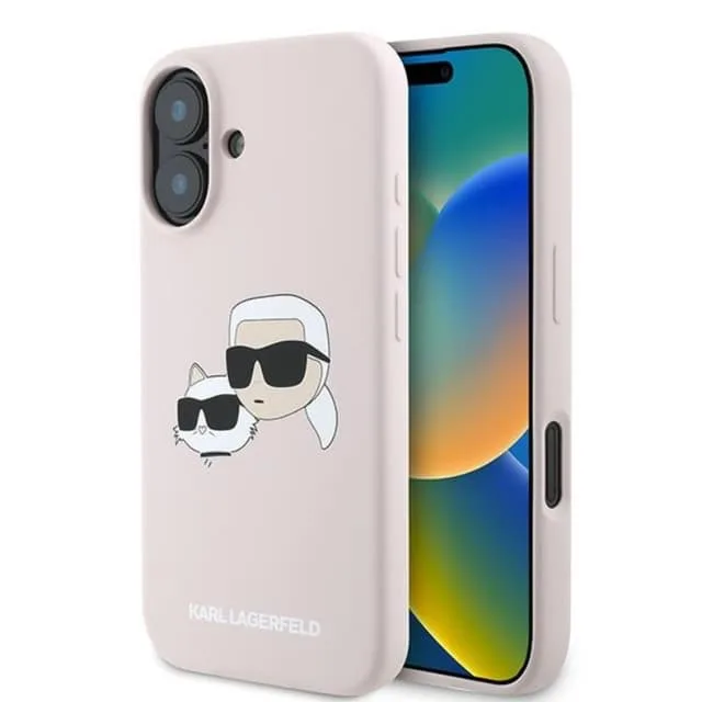 KARL LAGERFELD iPhone 16 Plus Mobilskal Magsafe Silikon Double Heads Print