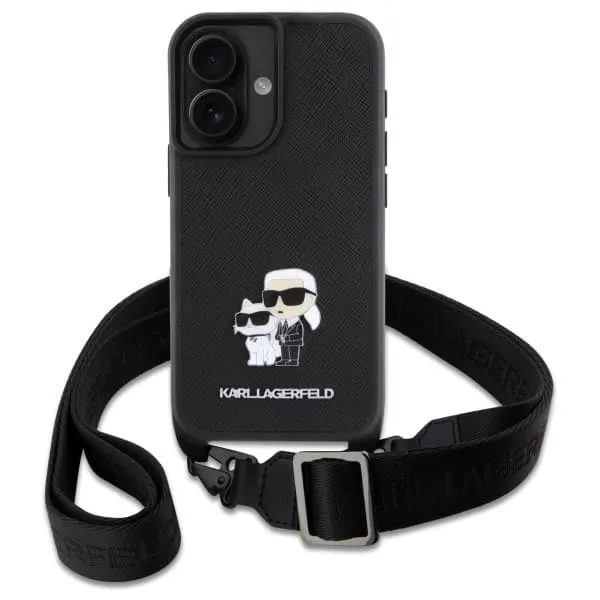 Karl Lagerfeld Mobilskal till iPhone 16 Karl&Choupette Metal Pin CBDY Strap