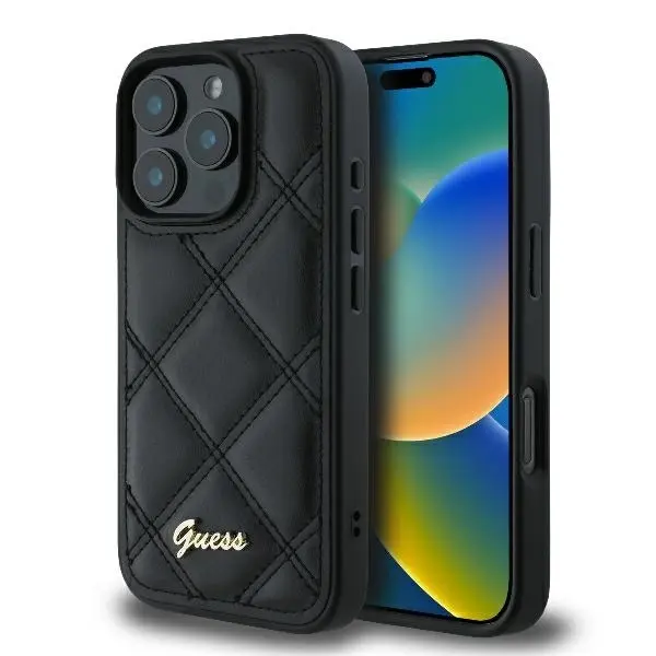Guess iPhone 16 Plus Mobilskal Quilted Metal Logo