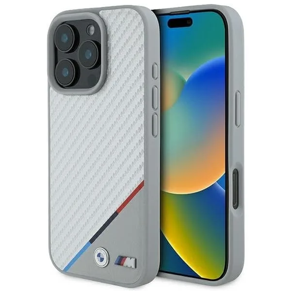 BMW iPhone 16 Pro Mobilskal MagSafe Carbon Tricolor Line