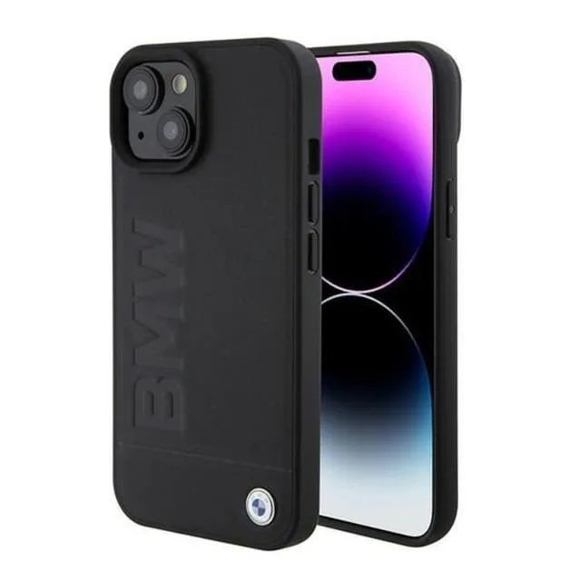 BMW iPhone 15 Skal Magsafe Läder Hot Stamp
