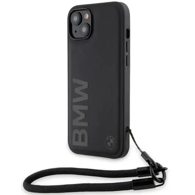 BMW Mobilskal till iPhone 15/14 Plus Signature Läder Wordmark Cord