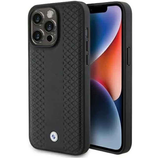 BMW Mobilskal till iPhone 15 Pro Läder Diamond Pattern