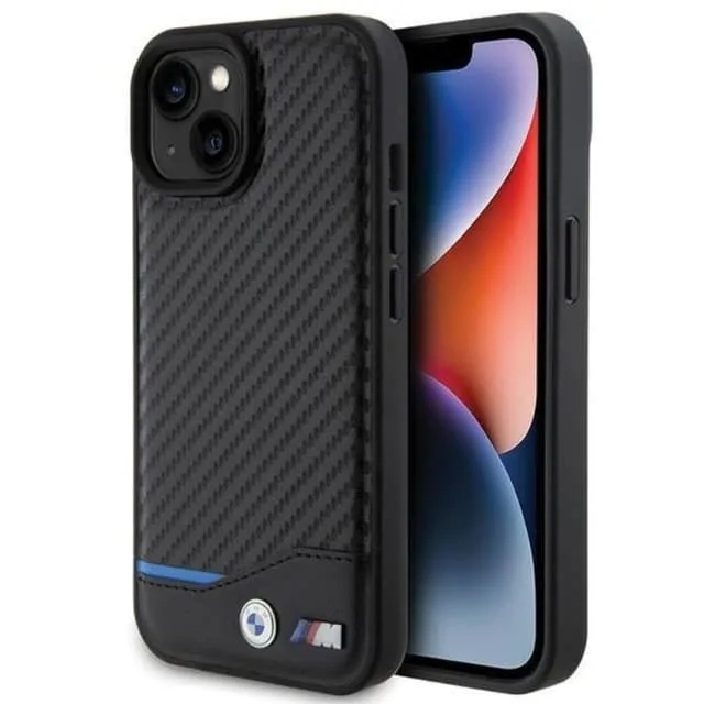 BMW Mobilskal till iPhone 15 Plus Läder Carbon