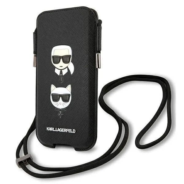 Karl Lagerfeld Saffiano Ikonik Karl&Choupette Head Halsbandsfodral