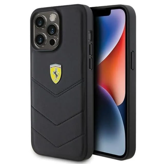Ferrari Mobilskal till iPhone 15 Pro Quilted Metal Logo