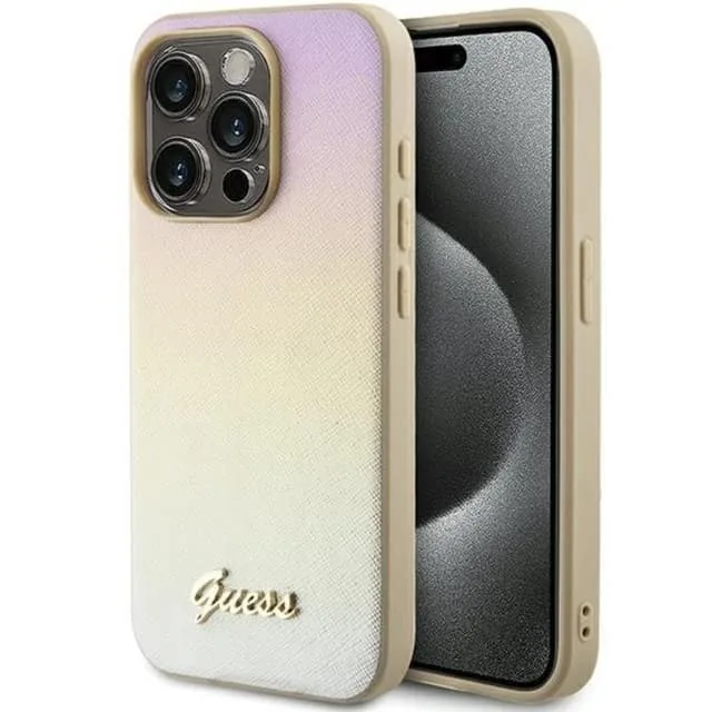 Guess Mobilskal till iPhone 15 Pro Saffiano Iridescent Script