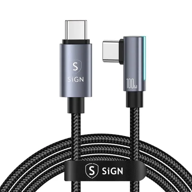 SiGN USB-C till USB-C Kabel 2m 100W Braided