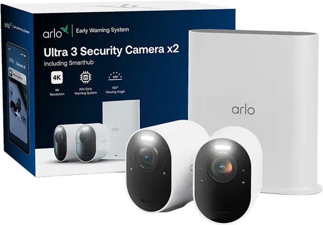 Arlo Ultra 3 4K säkerhetskamera (2-pack, vit)