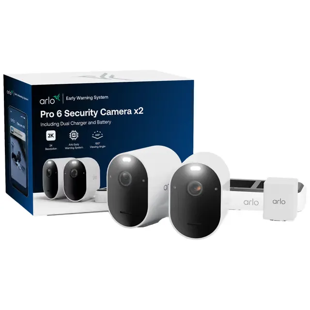 Arlo Pro 6 säkerhetskamera kit (2-pack, vit)