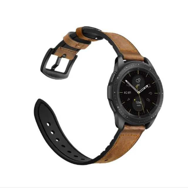 Retro Leather Silicone Klockarmband kompatibelt med Huawei GT2/GT3