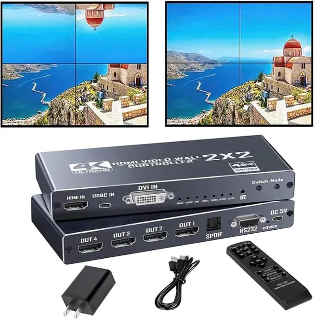 Nördic 4K 2x2 HDMI/DVI/USB-C Video Wall Controller