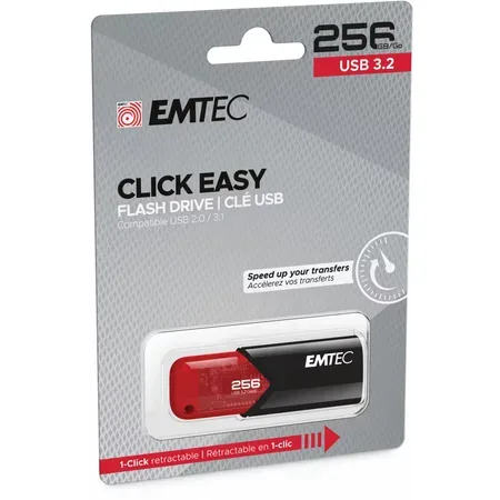 Emtec Click Easy USB-minne 256 GB USB Type-A 3.2 Gen 1 (3.1 Gen 1) svart, röd