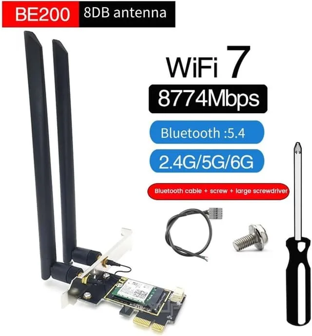 Nördic WiFi 7 PCIe x1 trådlöst nätverkskort