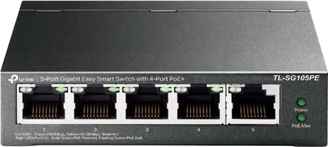 TP-Link TL-SG105PE 5-portars hanterad switch (65W PoE)