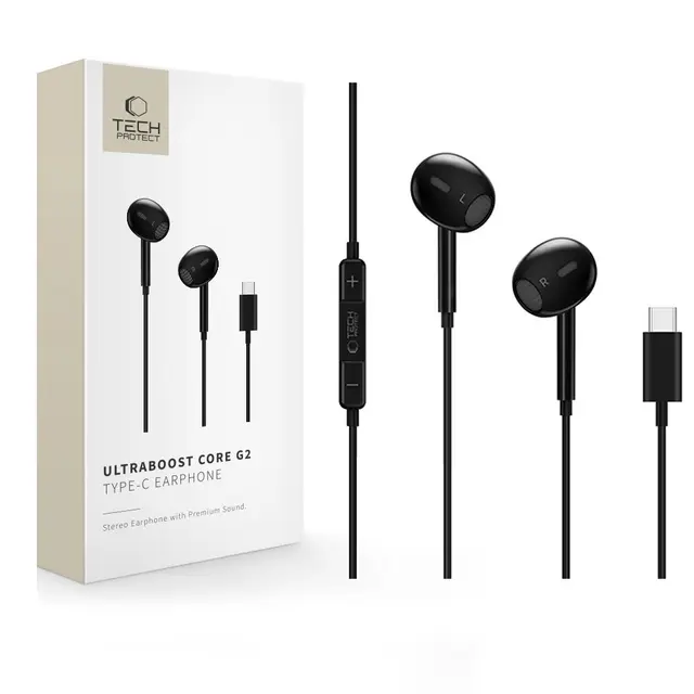 Tech-Protect Ultraboost Core G2 USB-C hörlurar med mikrofon 1.2m