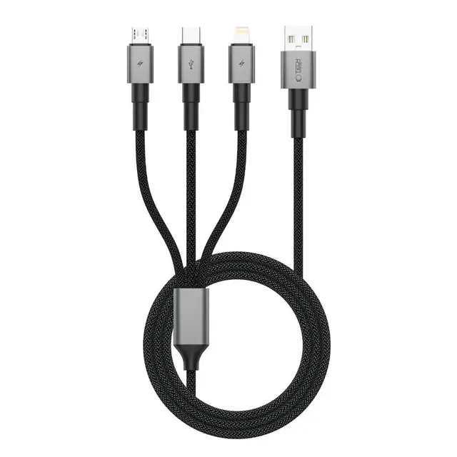 Tech-Protect UltraBoost DNA 3-i-1 laddkabel USB-C/Lightning/Micro-USB 1.2m