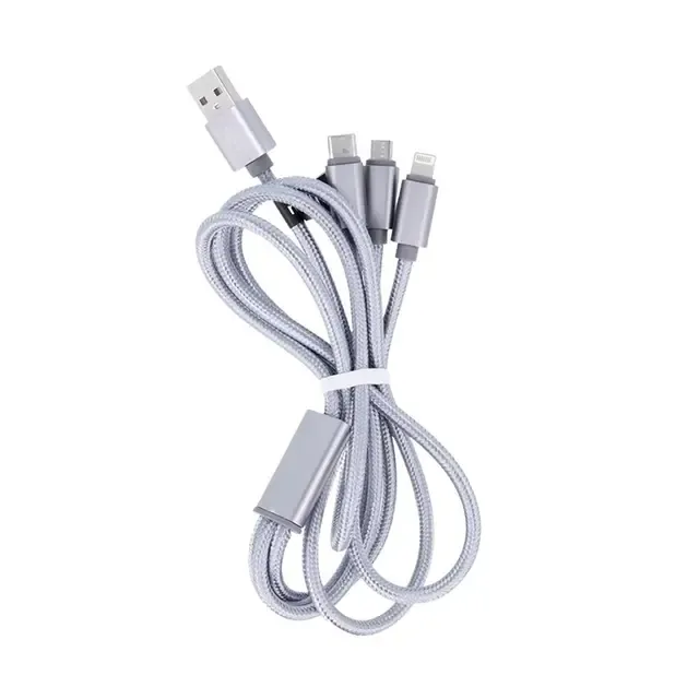 Maxlife 3in1 USB-A till USB-C Lightning microUSB kabel 2.1A 1m