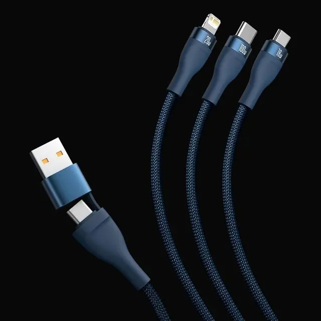 Baseus 3in1 USB-A till USB-C Lightning microUSB kabel 100W 1.2m