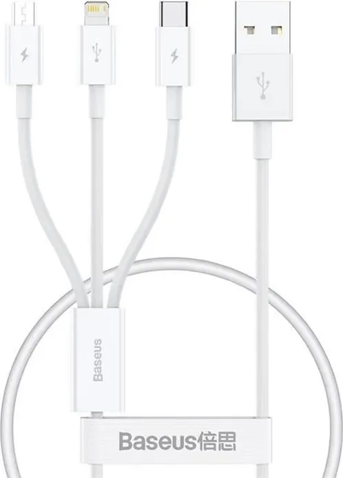 Baseus 3in1 USB-A till USB-C Lightning microUSB kabel 0.5m