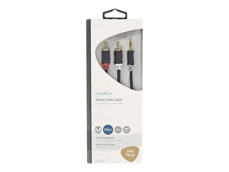 Nedis ljudkabel 3,5 mm hane till 2x RCA hane 5 m