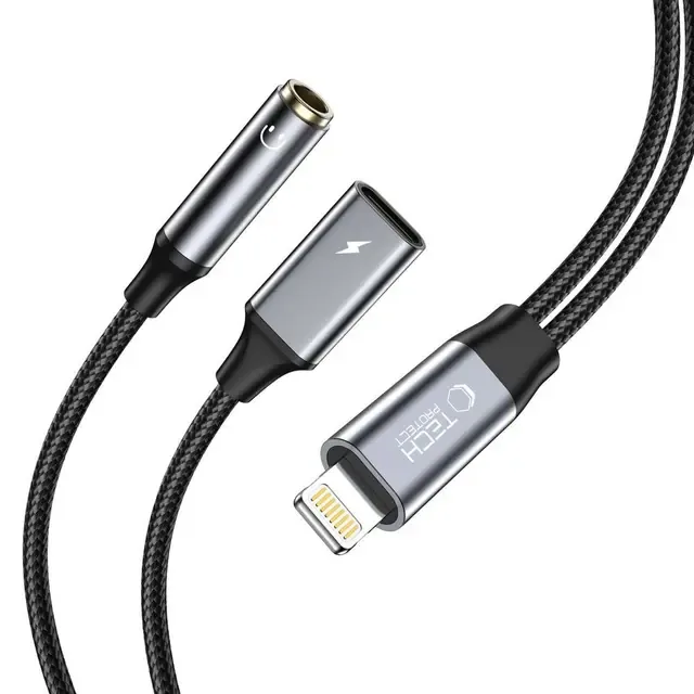 Tech-Protect UltraBoost Lightning till 3,5 mm och Lightning-adapter, svart