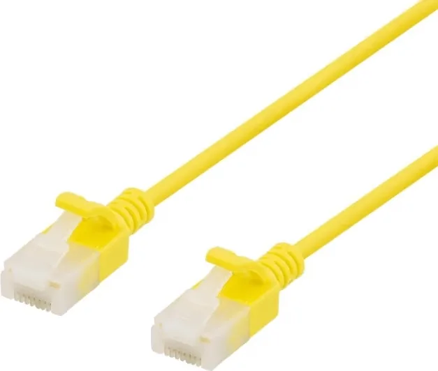 Deltaco U/UTP Cat6a patchkabel, slim, 3,5mm i diameter, 3m, gul