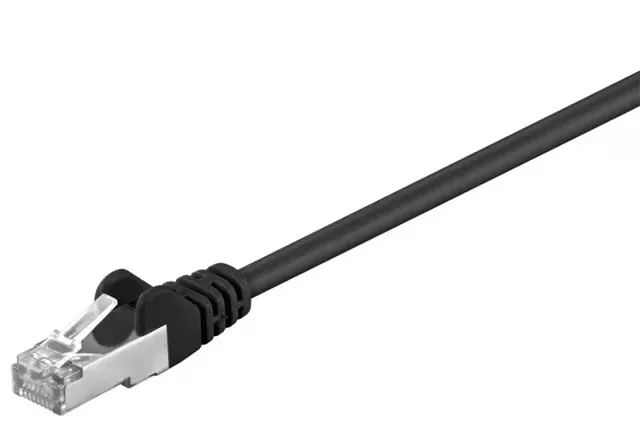 Goobay Patchkabel CAT 5e, SF/UTP, svart, 1,5 m kopparklädd aluminiumtråd (CCA)