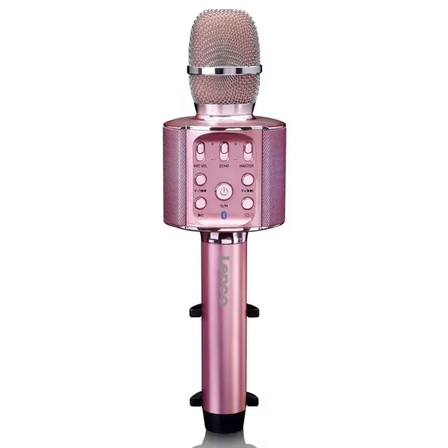 Lenco Bluetooth® Karaokemikrofon med högtalare och belysning Rosa