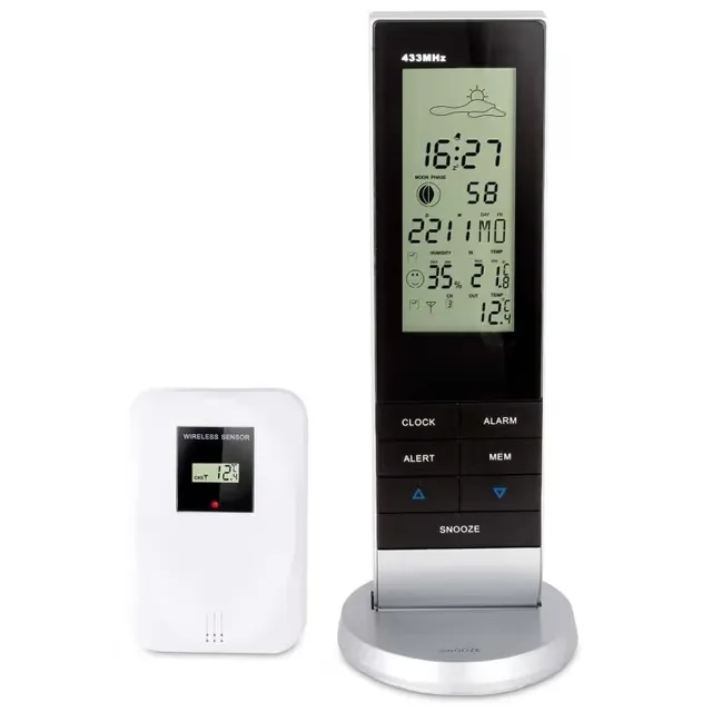 Alecto Väderstation med trådlös sensor Svart / Silver