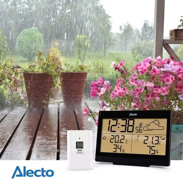 Alecto Väderstation med trådlös sensor Svart