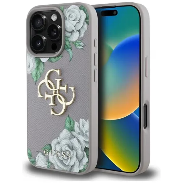 Guess Mobilskal till iPhone 16 Pro Max Grained Roses Big 4G logo
