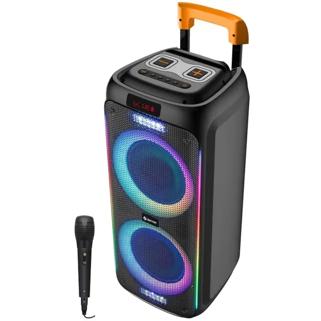 Denver: Högtalare Bluetooth 2X8" woofers 60W Batteri LED-ljus TSP-456 Svart