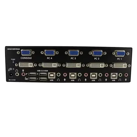 StarTech.com SV431DDVDUA 4-ports KVM-switch för DVI/VGA, två skärmar, med ljud och USB 2.0-hubb