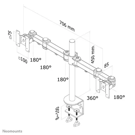 Neomounts FPMA-D960D skärmfäste för 2 bildskärmar