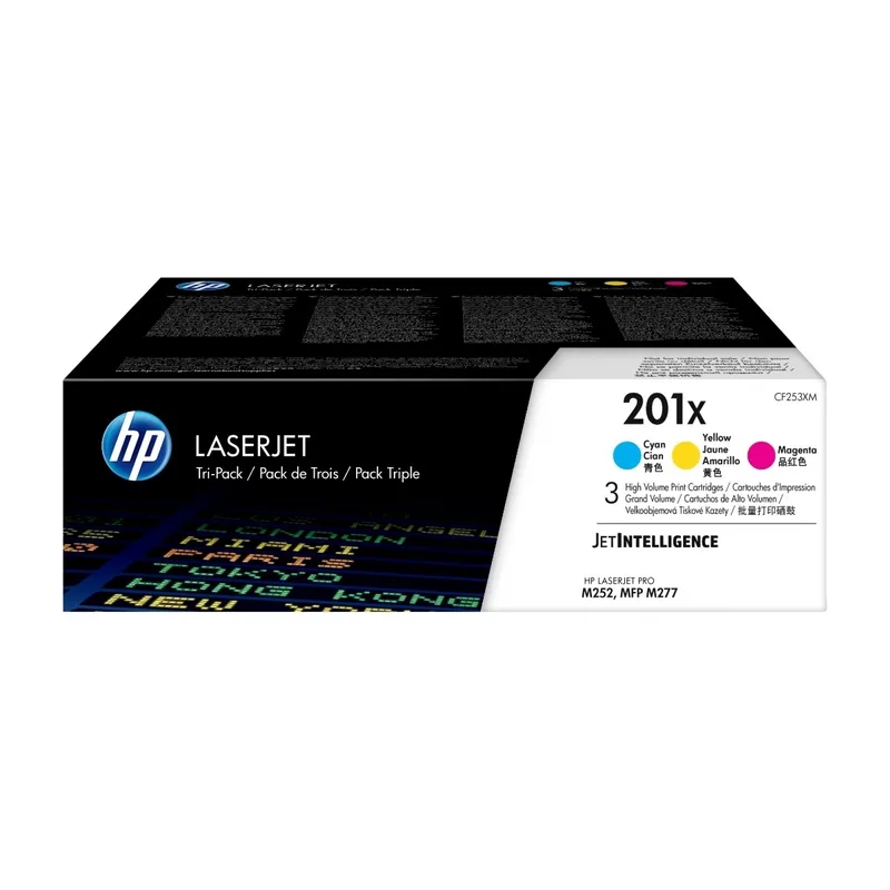 HP 201X 3 Styck Original cyan, magenta, gul cf253xm
