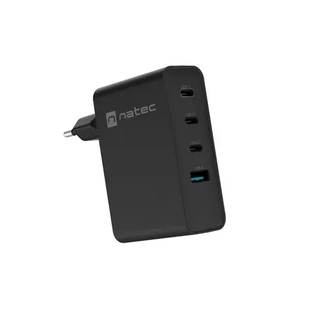 Natec Ribera GaN 100 W laddare, USB-A och 3x USB-C, svart