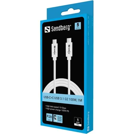 Sandberg USB Type-C-kabel, 24-pin USB-C till 24-pin USB-C