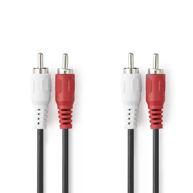 Nedis RCA-ljudkabel, 2 x hane till 2 x hane, 2 m, svart